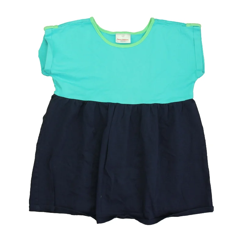 Hanna Andersson Girls Turquoise | Navy Short Sleeve Shirt