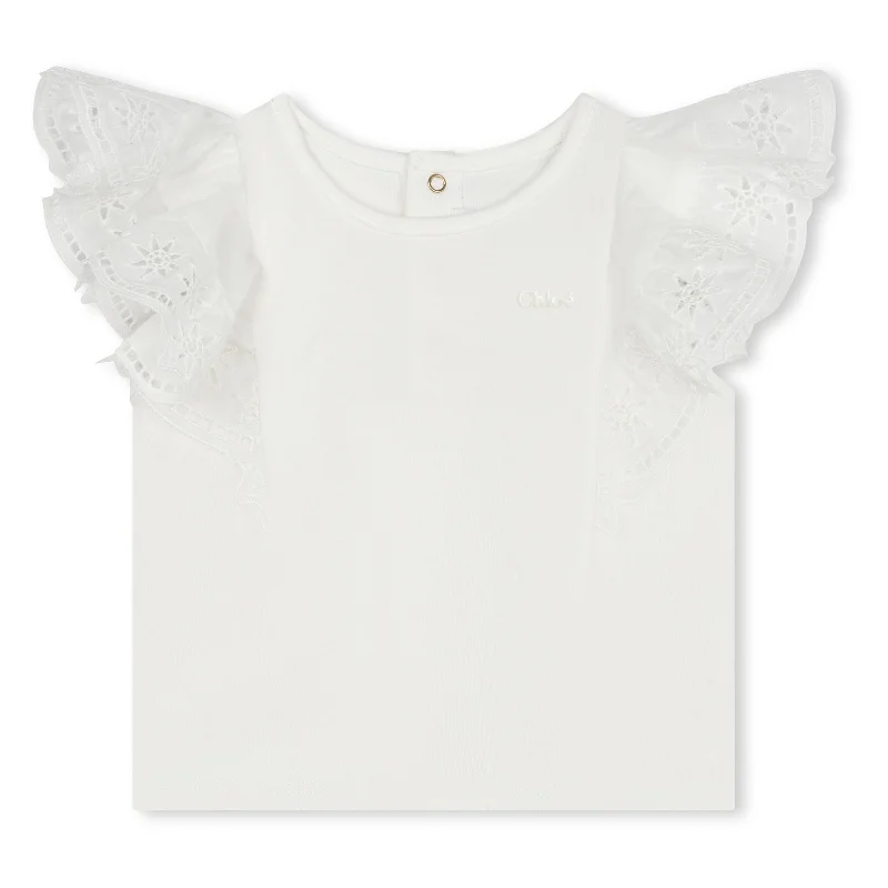 Ivory Logo Embroidered Cotton Blouse