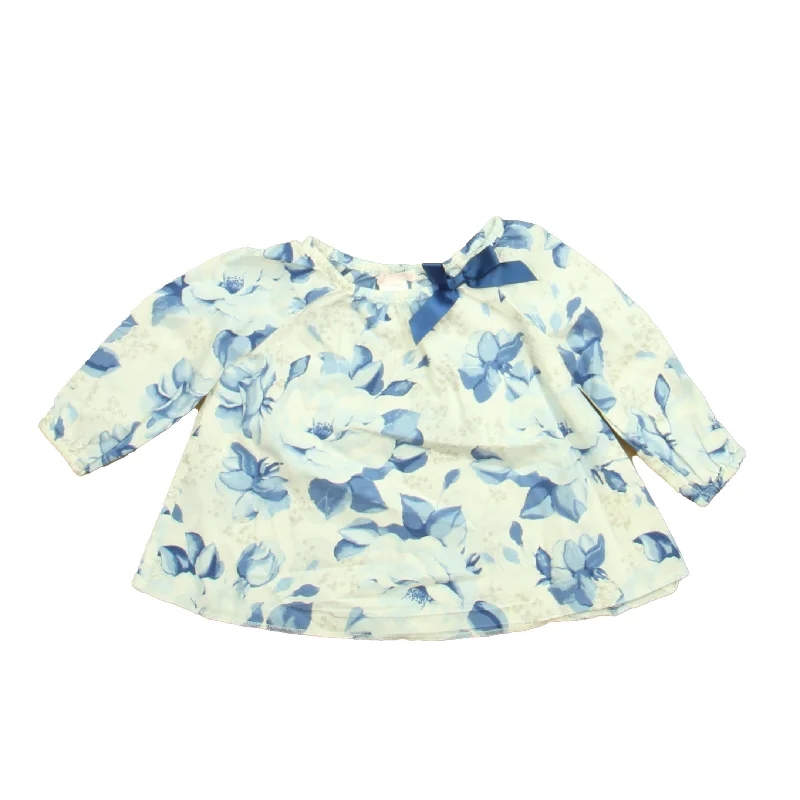 Janie and Jack Girls Blue | White Floral Blouse