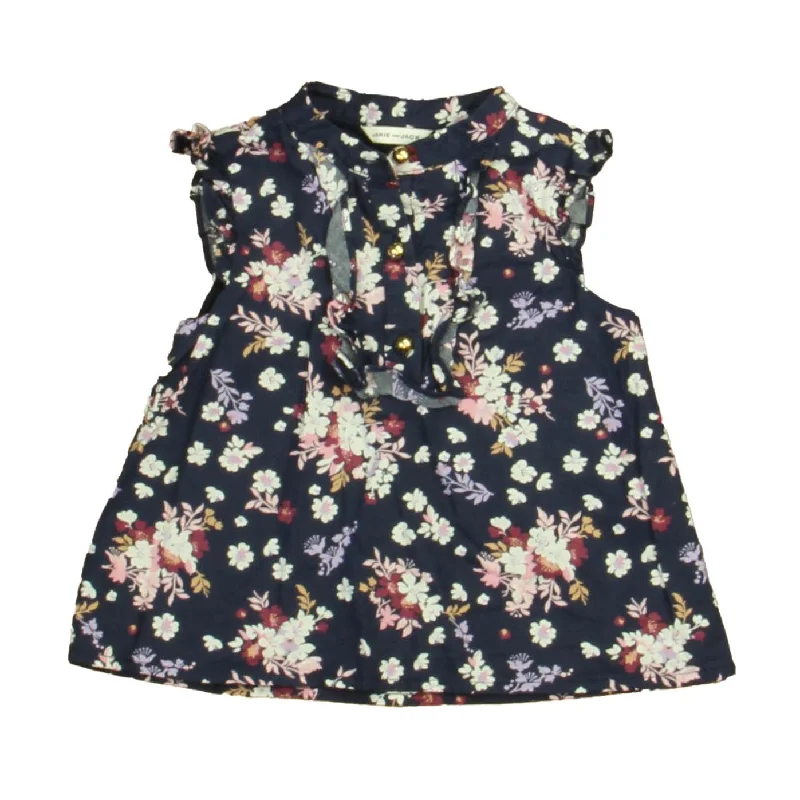 Janie and Jack Girls Navy Floral Blouse