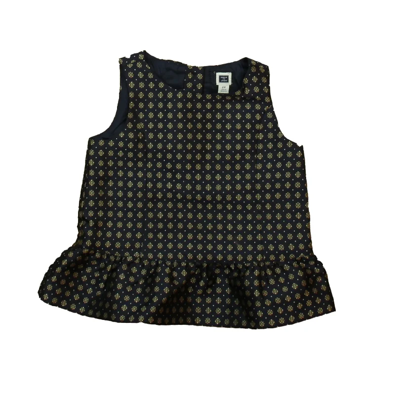 Janie and Jack Girls Navy | Gold Blouse