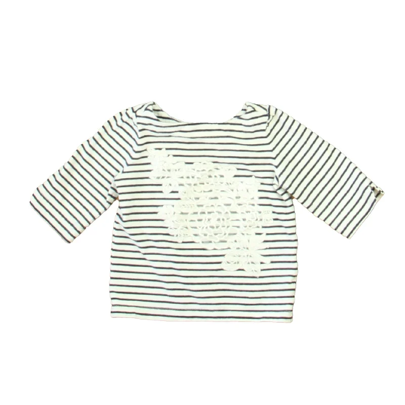 Janie and Jack Girls White | Navy Stripe Long Sleeve Shirt