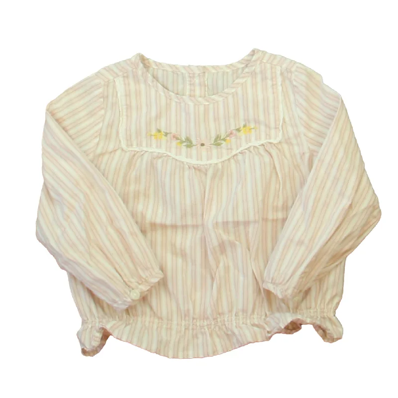 Janie and Jack Girls White | Pink Stripe Blouse