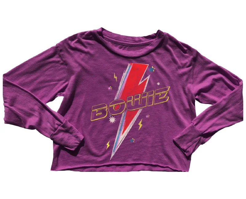 Kids Bowie Long Sleeve Boxy Tee In Purple