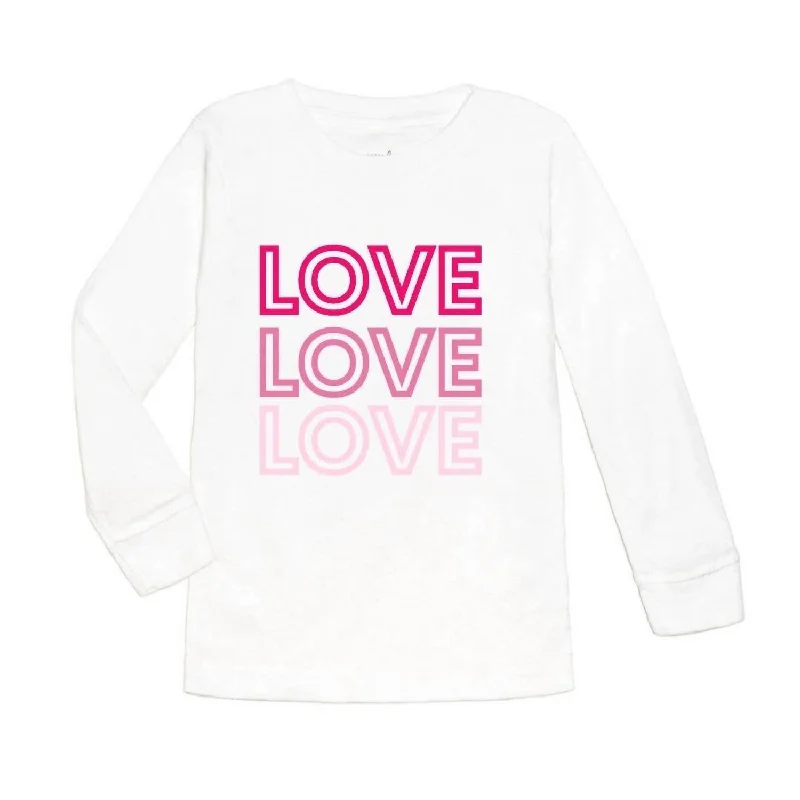 Kids' Love, Love, Love Long Sleeve Shirt In White