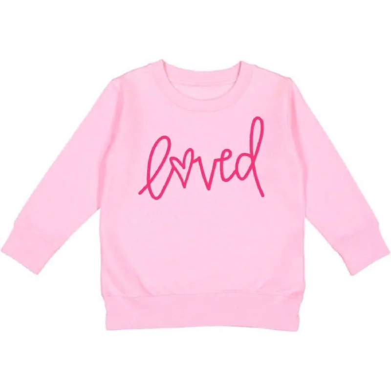 Kids' Loved Long Sleeve Sweater In Pink