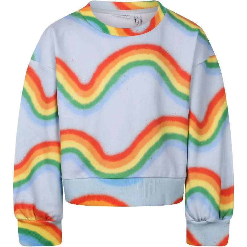 Kid's Rainbow Waves Miki Sweatshirt In Light Blue Wash