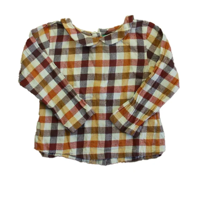 Little Green Radicals Girls Brown Check Blouse