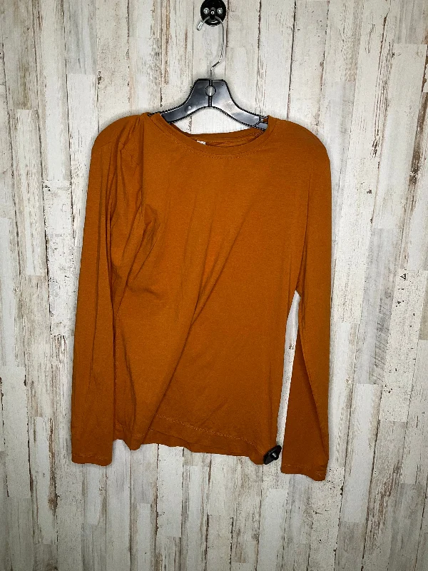 Orange Athletic Top Long Sleeve Collar Athleta, Size M