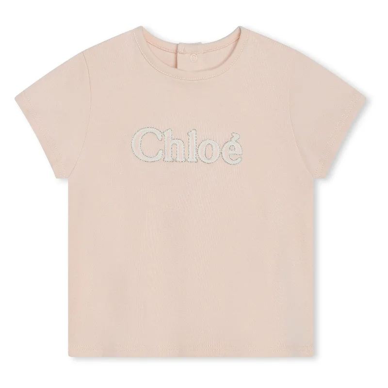 Pink Embroidered Logo T-Shirt