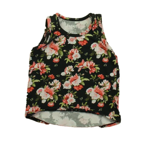 Rags Girls Black Floral Tank Top