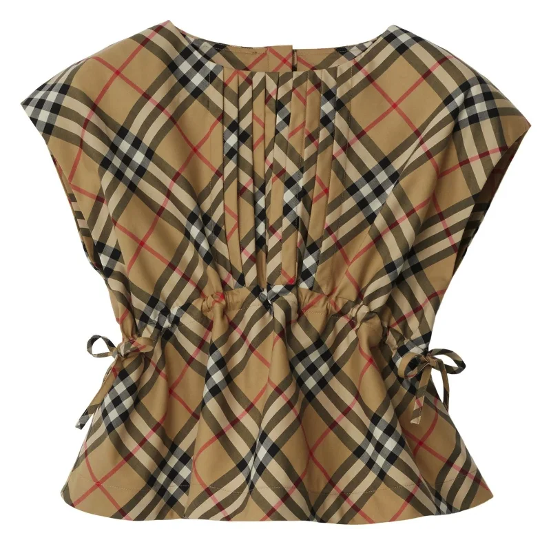 Vintage Check Pintuck Sleeveless Blouse