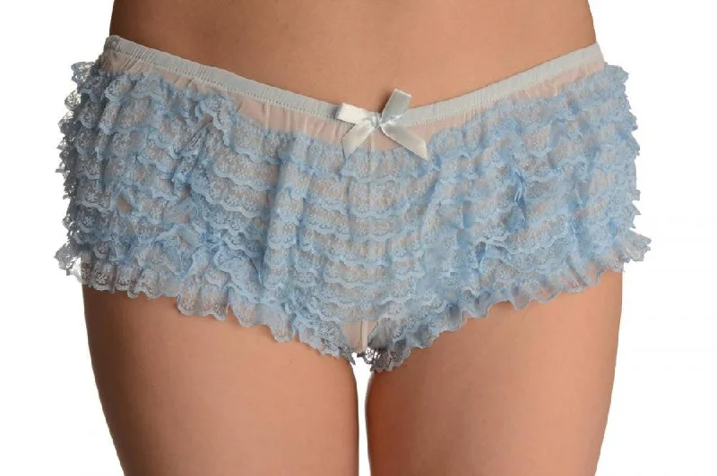 Super Sale Baby Blue Multi Layers Women Frilly Ruffle Lace Panty Shorts
