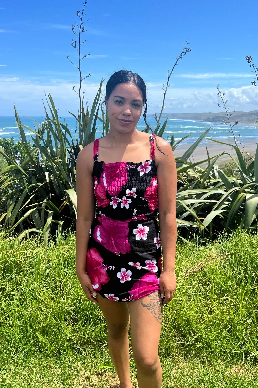 Price Reduction Black Frangipani Hibiscus Sarong Set