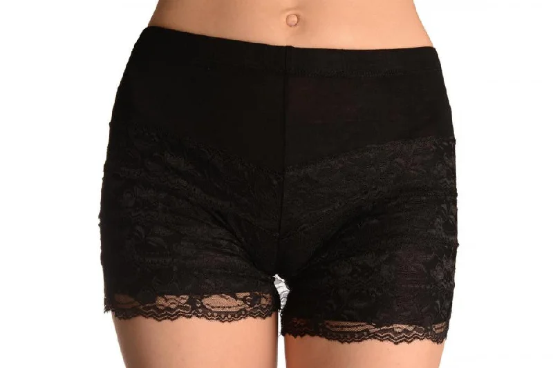 Price Rollback Black Lace Ruffle Shorts