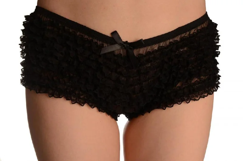 Super Bargain Black Multi Layers Women Frilly Ruffle Lace Panty Shorts