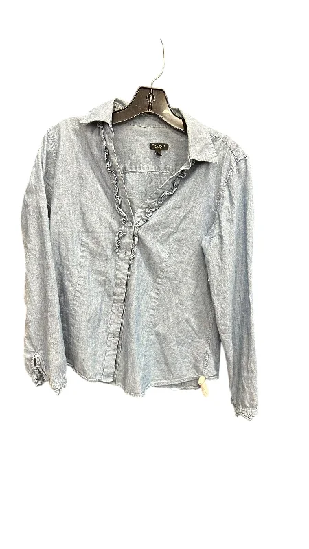 Blouse Long Sleeve By Talbots In Blue Denim, Size: M