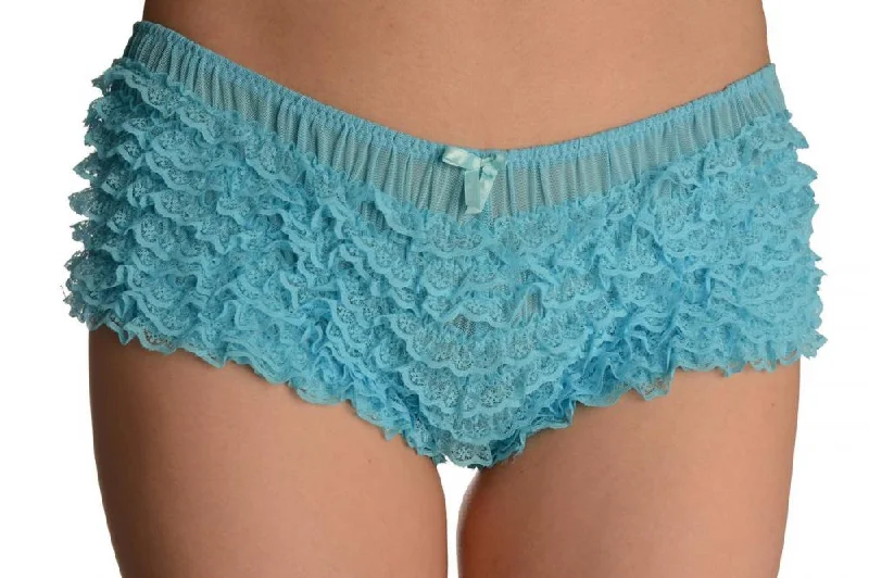 The Best Prices Blue Multi Layers Women Frilly Ruffle Lace Panty Shorts