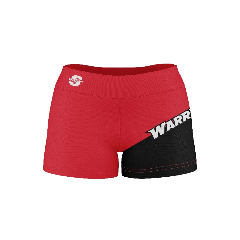 Cal State Stanislaus Warriors Game Day Collegiate Leg Color Block Red Black Optimum Womens Yoga Shorts by Vive La Fete