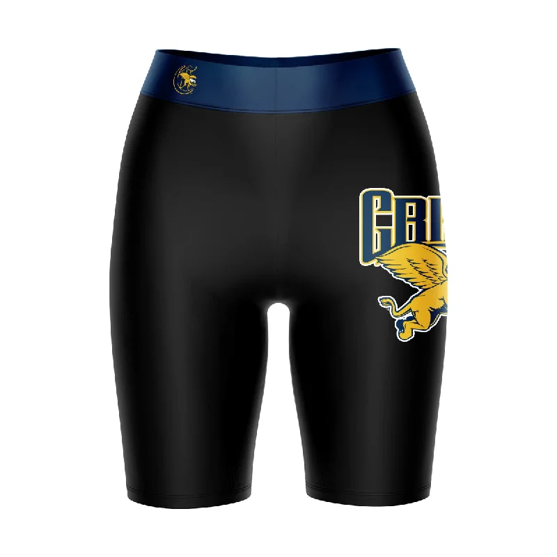 Canisius College Golden Griffins Logo on Thigh and Waistband Black and Blue Womens Bike Shorts by Vive La Fete