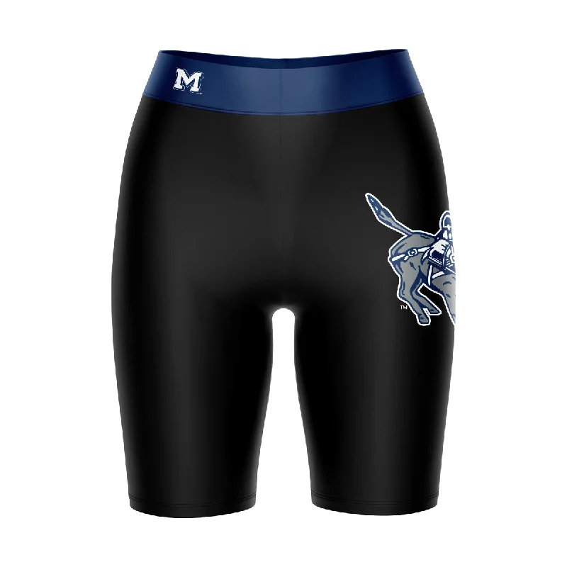 Colorado Mines Orediggers Game Day Logo on Thigh and Waistband Black and Blue Womens Bike Shorts by Vive La Fete