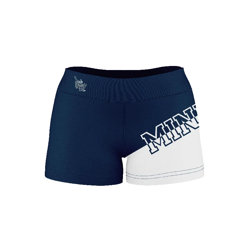 Colorado School of Mines Orediggers Game Day Collegiate Leg Color Block Navy White Optimum Womens Yoga Shorts by Vive La Fete