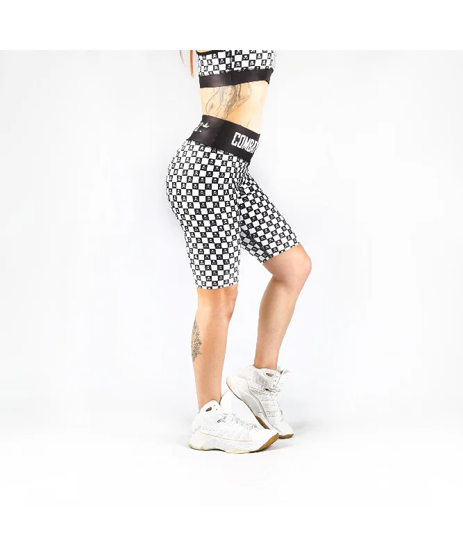 Discount Mania Combat Dollies Chequered Skull Cycle Shorts