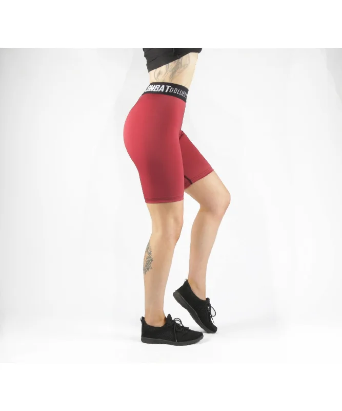Incredible Offers Combat Dollies Maroon Blok Long Gym Shorts