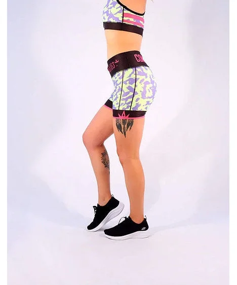 Combat Dollies Neon Camo Duo Fitness Shorts