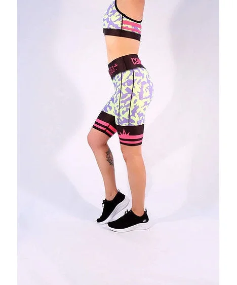 Combat Dollies Neon Camo Duo Midi Shorts