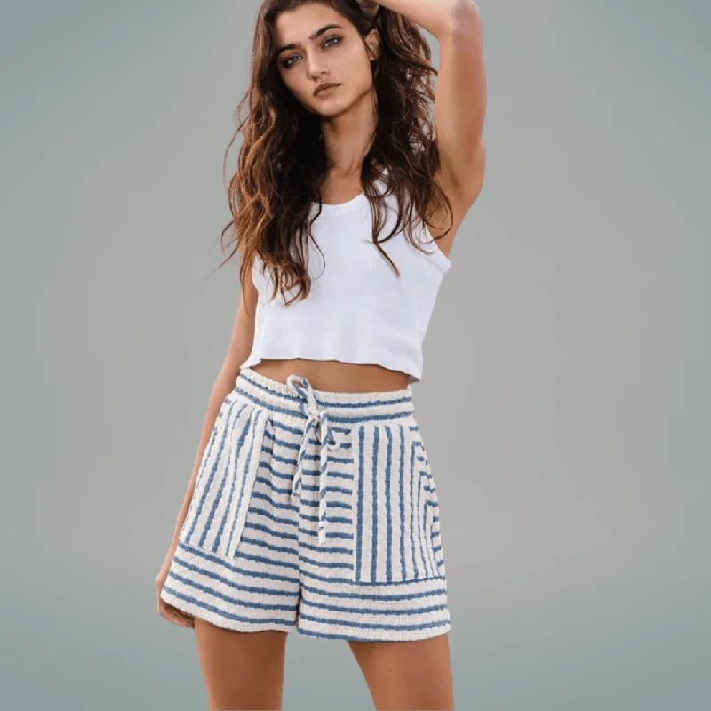 Can't Miss Cotton Blend Textured Striped Shorts Made in USA