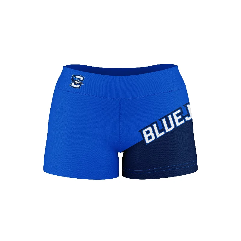 Creighton University Bluejays Game Day Collegiate Leg Color Block Blue Navy Optimum Womens Yoga Shorts by Vive La Fete