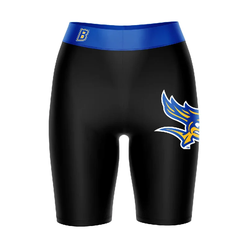 CSU Bakersfield Roadrunners Game Day Logo on Thigh and Waistband Black and Blue Womens Bike Shorts by Vive La Fete