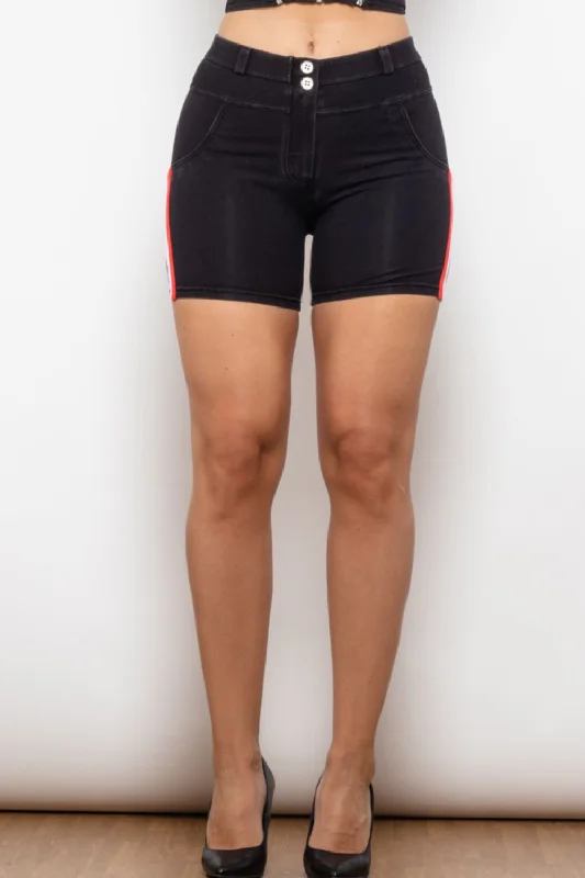 Don’t Miss Out Full Size Side Stripe Buttoned Denim Shorts
