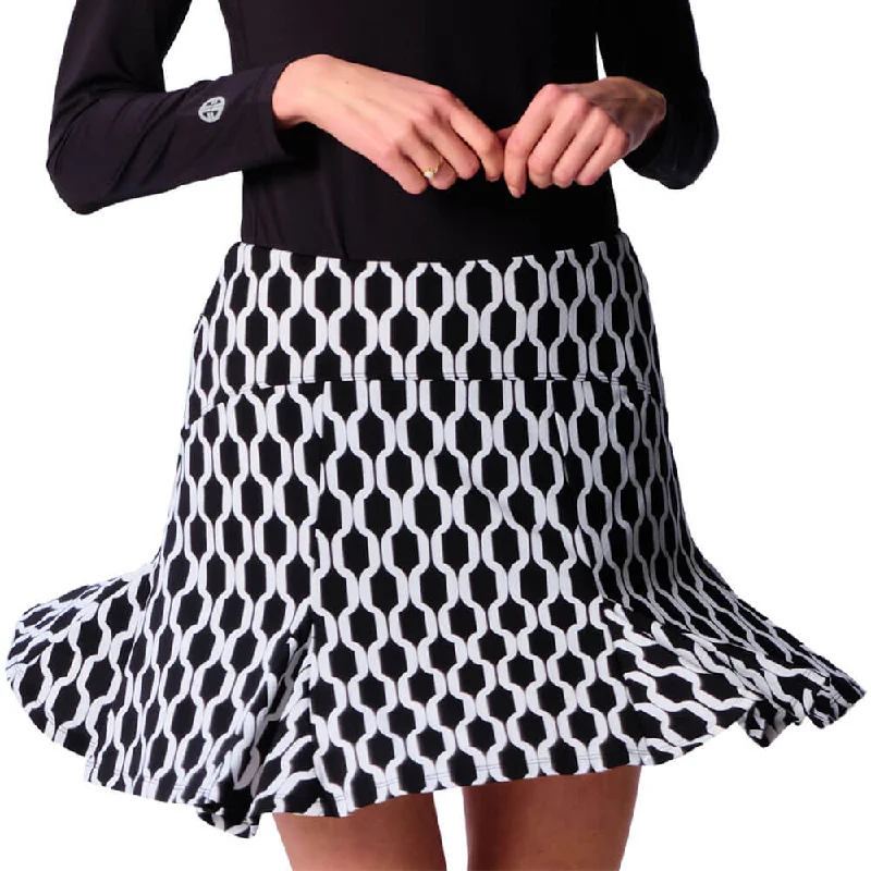 Instant Discount G Lifestyle 17-Inch Flare Skort - Black Geo
