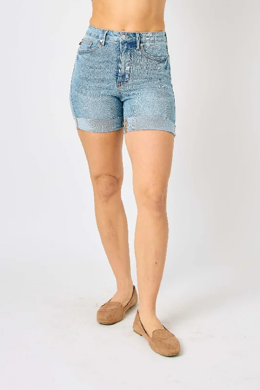 Great Bargains Judy Blue Full Size Tummy Control Denim Shorts