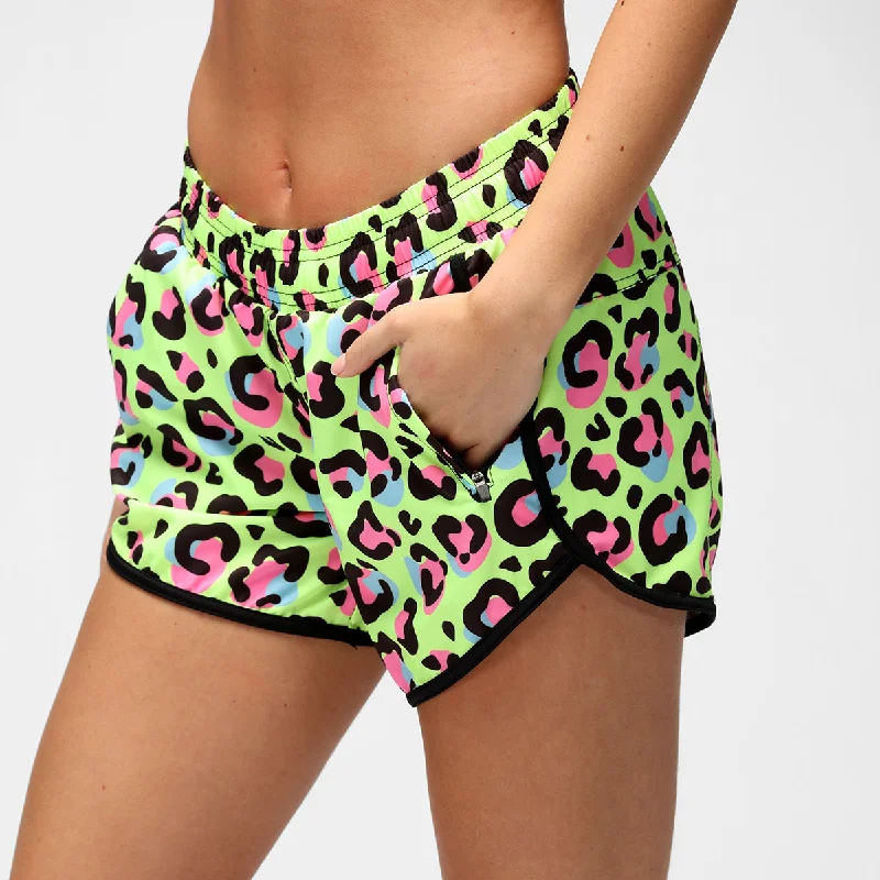 Price Smash Lemon leopard Loose Fit Workout Shorts
