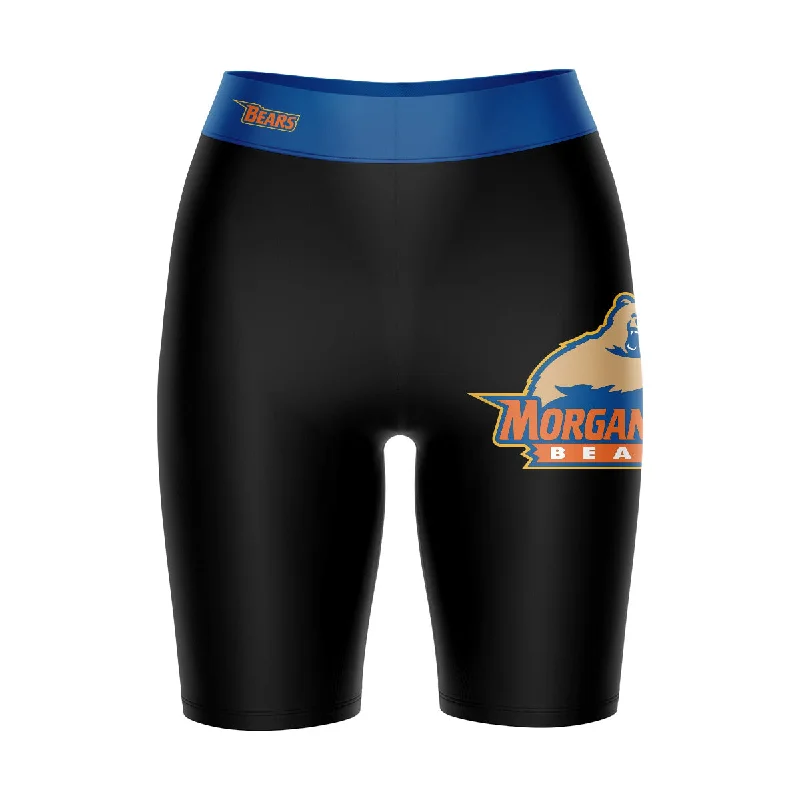 Morgan State Bears Game Day Logo on Thigh and Waistband Black and Blue Womens Bike Shorts by Vive La Fete