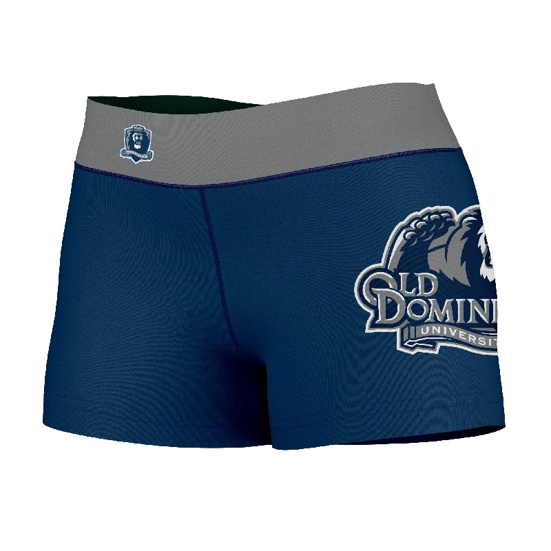 Old Dominion Monarchs Logo on Thigh & Waistband Blue Gray Womens Yoga Booty Workout Shorts by Vive La Fete