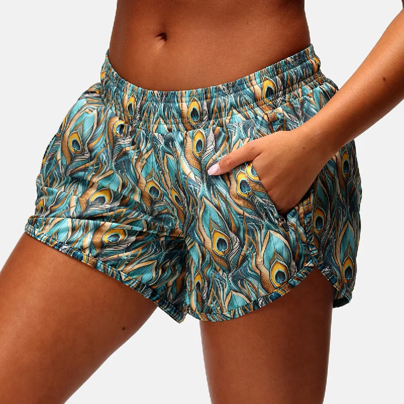 Savings Galore Pretty In Peacock Loose Fit Workout Shorts