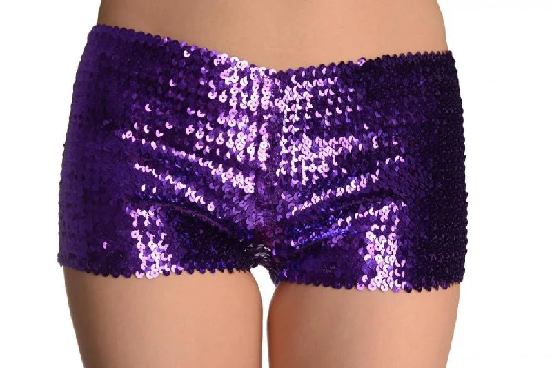 Midnight Madness Purple Sequined Party Shorts