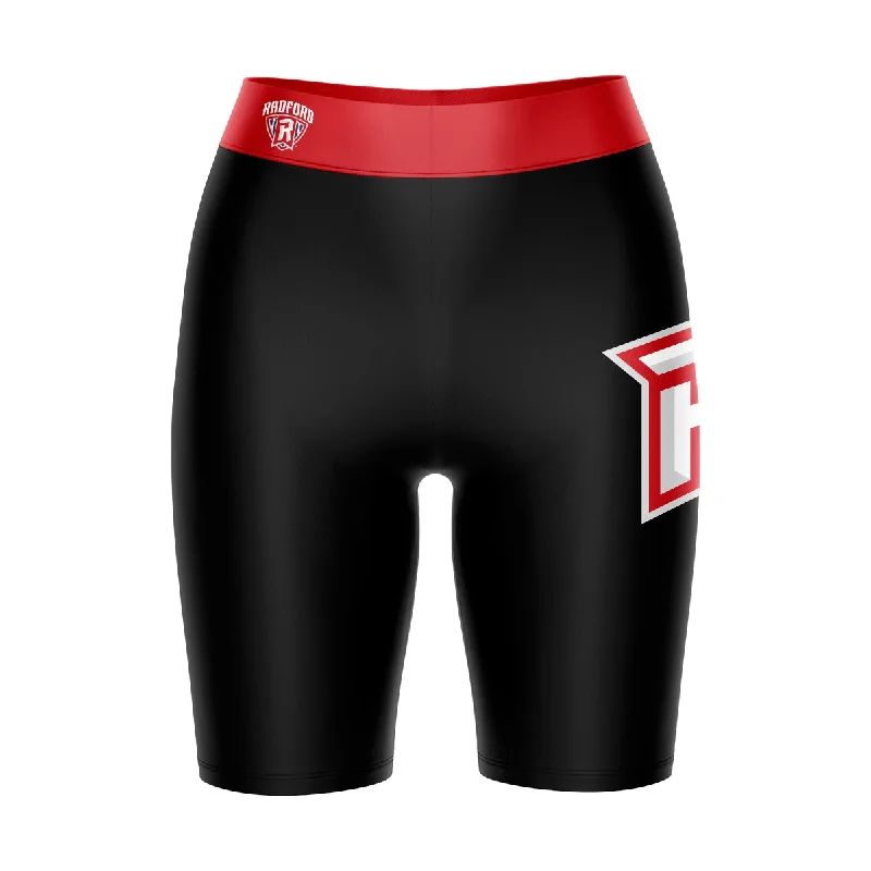 Radford Highlanders Game Day Logo on Thigh & Waistband Black and Red Womens Bike Shorts by Vive La Fete