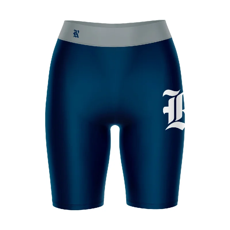 Rice Owls Game Day Logo on Thigh and Waistband Blue and Gray Womens Bike Shorts by Vive La Fete