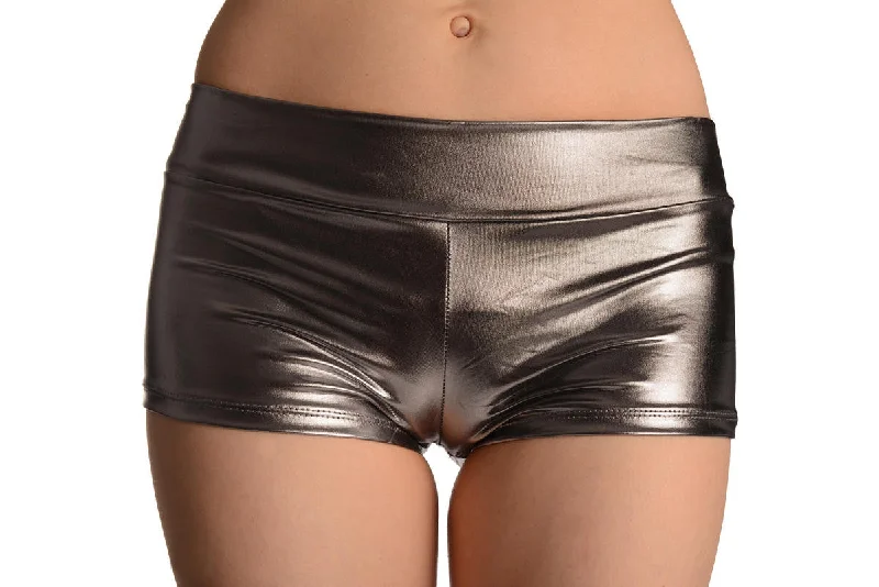 Sale Event Silver Grey Faux Leather Shorts