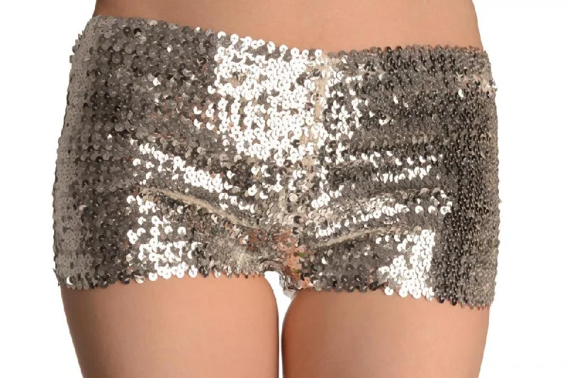 Major Savings Silver Sequined Party Shorts