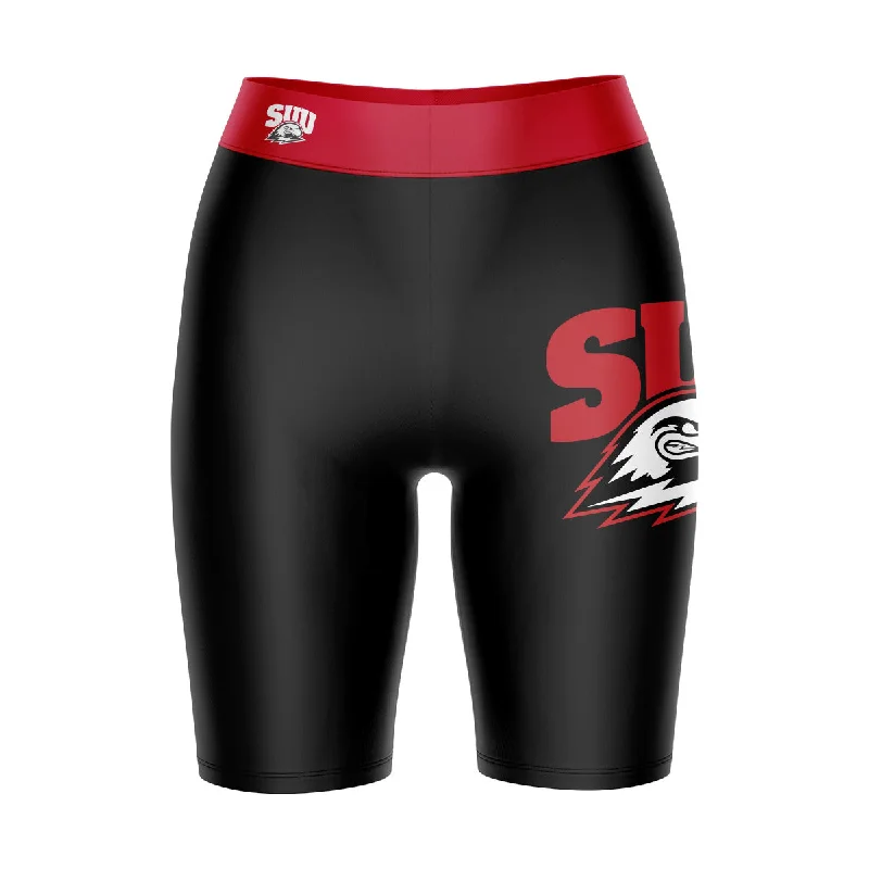 Southern Utah Thunderbirds SUU Game Day Logo on Thigh and Waistband Black & Red Womens Bike Shorts by Vive La Fete