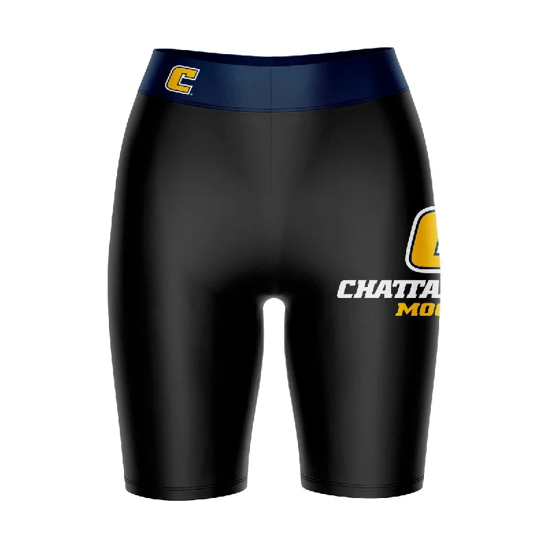 Tennessee Chattanooga Mocs Game Day Logo on Thigh and Waistband Black and Blue Womens Bike Shorts by Vive La Fete