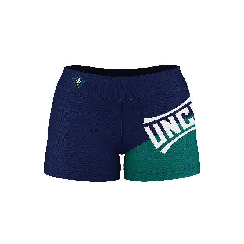 UNC Wilmington Seahawks UNCW Game Day Collegiate Leg Color Block Blue Teal Optimum Womens Yoga Shorts by Vive La Fete