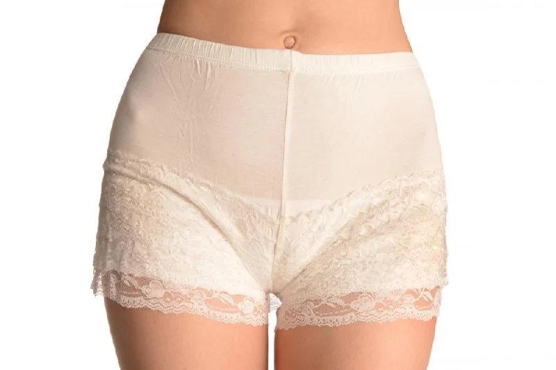 Price Cut White Lace Ruffle Shorts